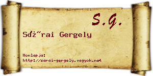 Sárai Gergely névjegykártya